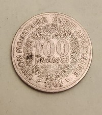 West African States coin, 100 Francs,  Choice of year - 1968  1969  1980
