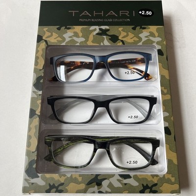 TAHARI PREMIUM 3-PACK READING GLASSES READERS +2.50 NEW AUTHENTIC