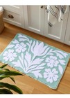 2-Pack Floral Rectangle Bath Mats Green/White Cotton Machine Wash Bathroom — photo 2