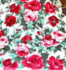 RARE 1920s Cottage Rose Hand Printed by Waverly Heavy Canvas Home Décor Fabric