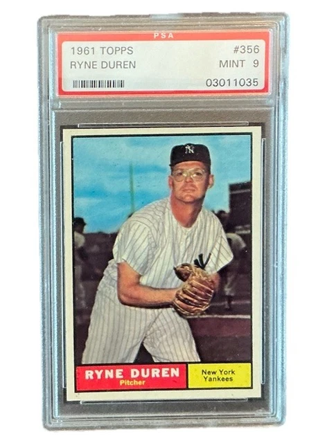 1961 Topps PSA 9 Mint Ryne Duren #356 New York Yankees