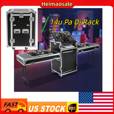 14U PA DJ Rack Road Case Slant Mixer Top Rack W/ 2 DJ Table Tops25.3 21.5 30.3in