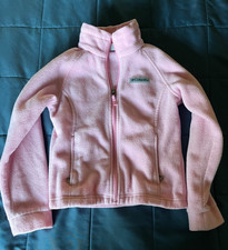 Columbia Full Zip Pink Mock Neck Sweater Girls Youth Size XS 6/6X GENTLY WORN