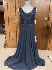 J Kara Navy Blue Beaded Gown 8 NWT Mother of the Bride Evening Dress Chiffon