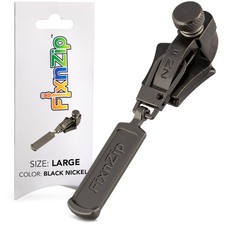 Large Black Nickel Zipper Repair Kit  Universal NoSew Slider Replacement for...