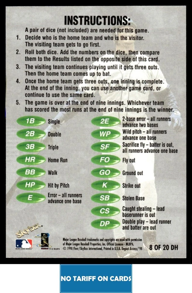 1998 SKYBOX DOUBLE HEADER Ken Griffey Jr. - Image 2 of 2