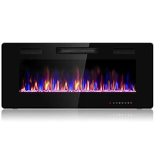 42" Wall Mounted Heater Electric Fireplace Recessed Ultra Thin Multicolor Flame