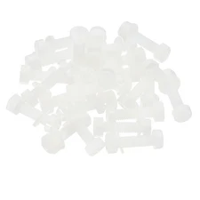 M5x20mm White Nylon Bolts Plastic Nuts Full Thread Head Screws, 24 Sets