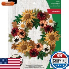 Bucilla 89278E Felt Applique Wreath Kit 16.5" x 16.5" Floral Fall