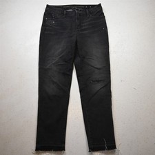 Chicos 8 So Slimming Girlfriend Slim Leg Ankle Gray Stretch Denim Womens Jeans