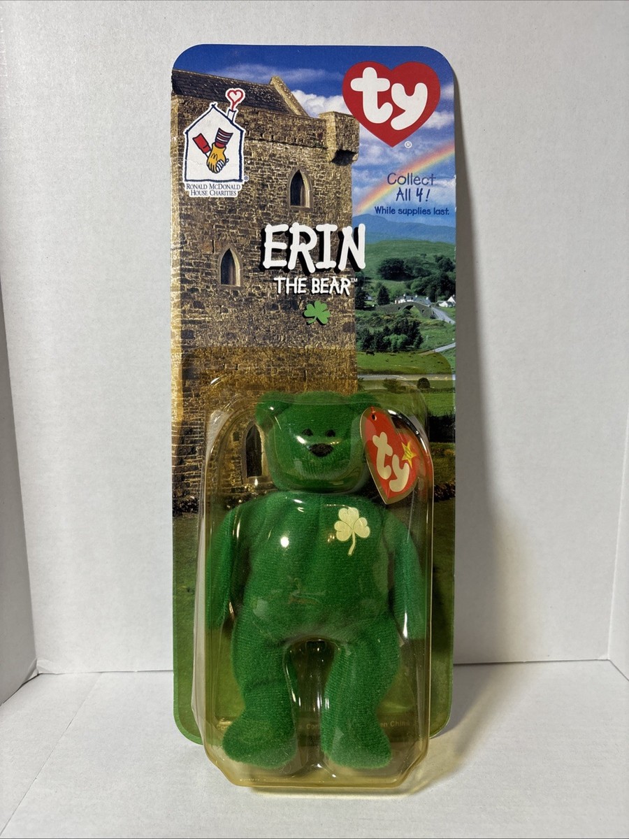 Ty Erin the Bear Shamrock Green Teiny Beanie Baby 1999 McDonald's