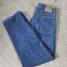 Wrangler Rugged Wear Mens Dark Wash Straight Leg Jeans 33x30 Made in USA 35100DN
