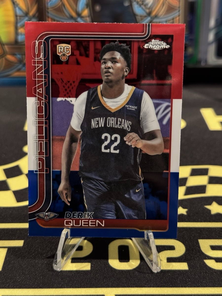 2025-26 Topps Chrome Derik Queen Red, White and Blue Refractor RC