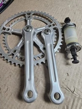80s OFMEGA Bianchi Strada Crankset, 170mm 52/42T, 144BCD and Bottom Bracket 