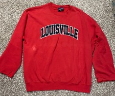Vintage Jansport THRASHED Louisville Red Crewneck Sweatshirt XL Made In USA