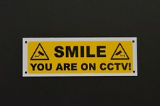 Smile You Are On CCTV Security Sign Or Sticker 150mm x 50mm Silk Screen Printed