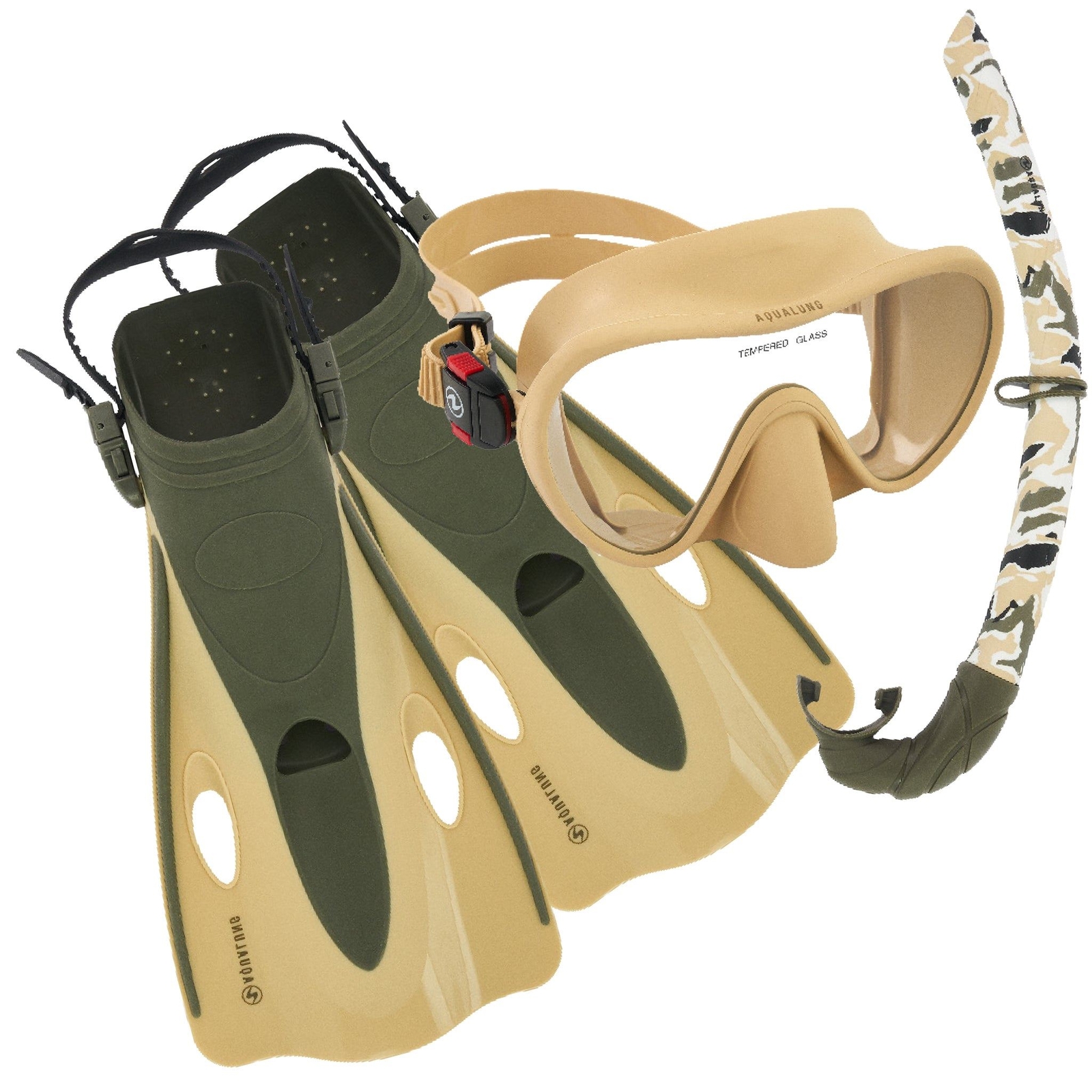 Aqualung Nabul Snorkelling Set - Sand/Camo/Olive / S-M