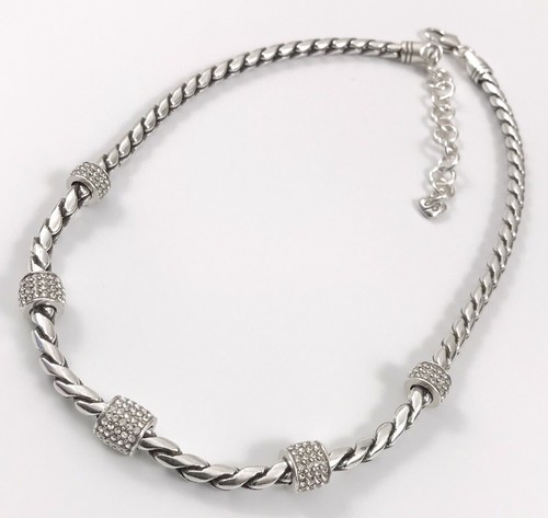 Brighton NWOT Meridian Station Necklace Silver Plated Crystals Pouch. #488 - 第 1/10 張圖片