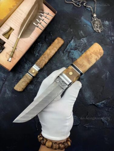 Japanisches KatanaMesser Damast Stal Ninja Samurai Krieger Bushido Holz Bushcraf - Bild 15 von 17