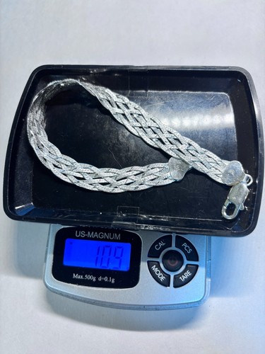 Vintage Sterling Silver Italy Made Herringbone Chain Bracelet 10.9g 8.5'' - Picture 6 of 6