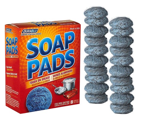 20 Pack Steel Wool Soap Pads for Cleaning Grease on Pots, Pans, and Ovens