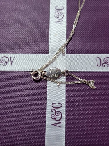 925 Siler Necklace With 10 Diamonds And A Pearl - Picture 3 of 4