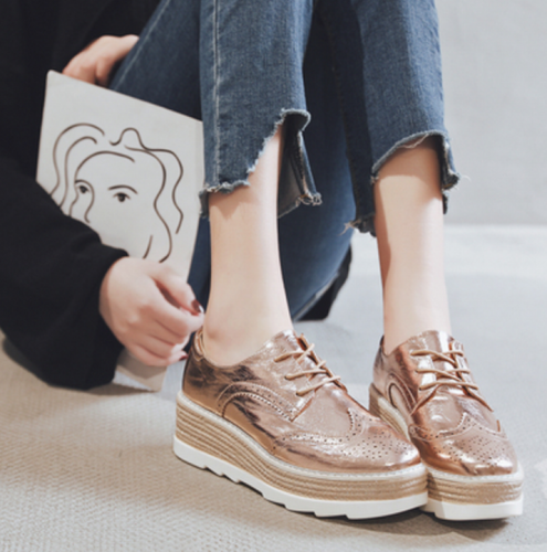 Oxfords Shoes Brogue Wingtip Platform 