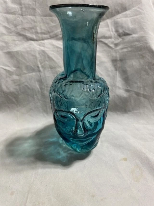 La Soufflerie Head Bud Vase Turquois Tete Paris 3”x 6”