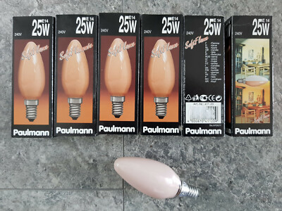 Paulmann 6 x Kerzen-Glühbirne AGL 411.20 Soft Flamme,25W E14 super schönes Licht