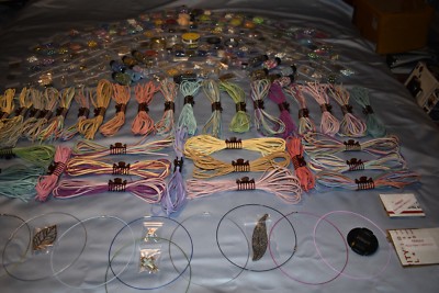 HUGE LOT - BEADS &JEWELRY MAKING  SUPPLIES -BEST EVER! 25 BAGS + Bonuses&Xtras