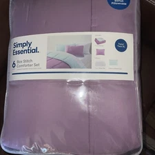 Simply Essential™ Box Stitch 6-Piece Twin/Twin XL Comforter Set in Purple