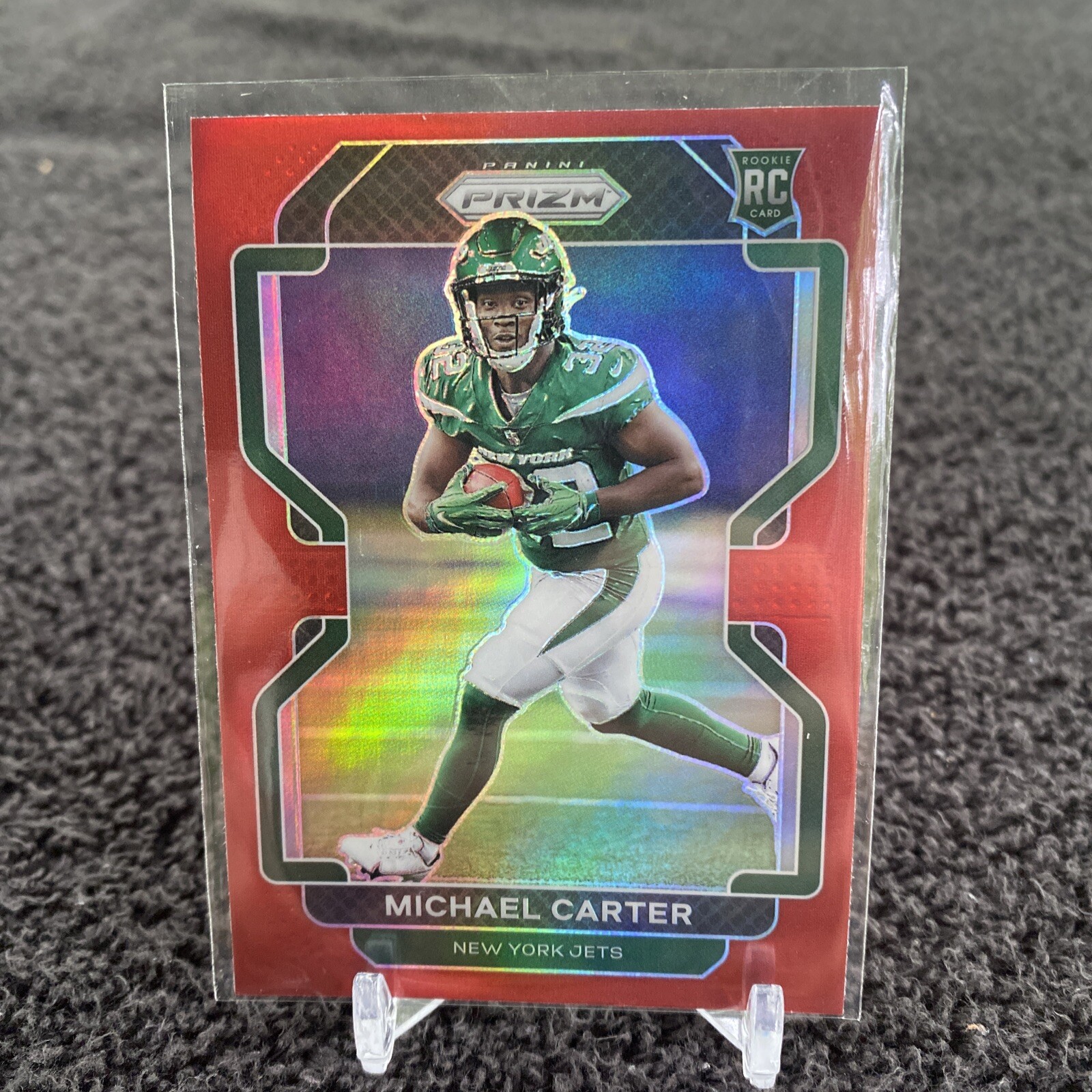 2021 Panini Prizm Michael Carter #365 Red Prizm RC SSP Retail New York Jets c60
