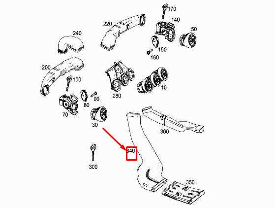 MERCEDES-BENZ C W205 Luftkanal Kabine hinten rechts A2058311046