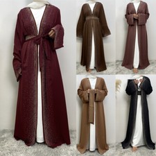 Abaya Dubai Women Open Long Dress Modest Kimono Muslim Robe Islamic Party Gown