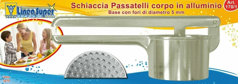 STAMPO SCHIACCIA PASSATELLI FORI LARGHI 5mm PER ALIMENTI "DE LUCA" LINEA SUPER