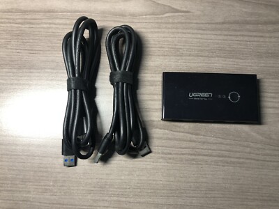 UGREEN USB 3.0 Switch Selector With 2 USB 3.0 A To A Cables 5ft US ONLY USED 