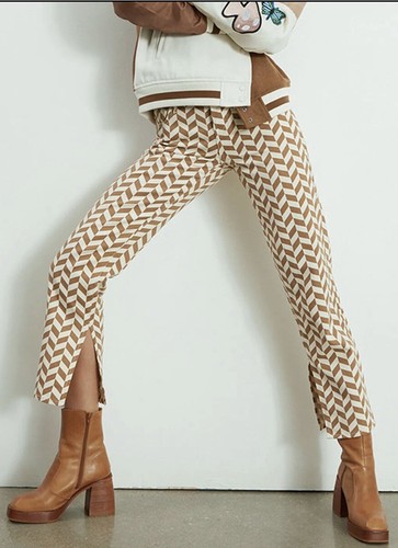 Pacsun Jeans Low Rise Brown Chevron Straight Leg Slit Denim Pants Womens 22”