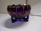 Northwood, Electric Blue, Leaf & Beads Carnival Glass Rosebowl