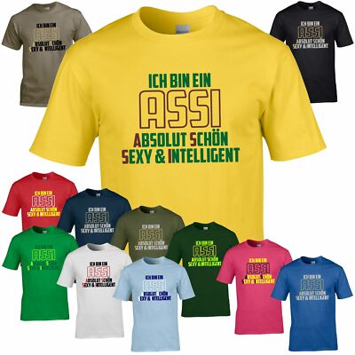 ICH BIN EIN ASSI Party Spruch CrazyShirt Herren Fun Shirt