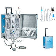 GU-P206S Portable Air Compressor Dental Unit + High Low Speed Handpiece Kits 2H