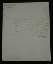 Louis Marie Himmlischer D'Aumont - Brief Signiert Mr Le Marquis De Valori - 1821