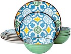 Harper” 12-piece Porcelain Bohemian Style Dinnerware Set, Service for 4
