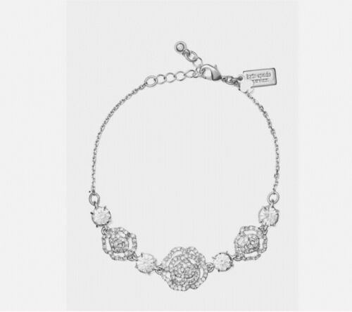 NWT Kate Spade Crystal Rose Bracelet O0RU3101 Clear / Silver (911) - Afbeelding 1 van 7