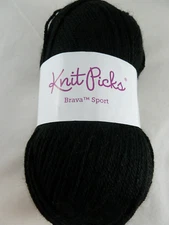 Knit Picks Brava Sport Weight Yarn In 1803 Black  100grams