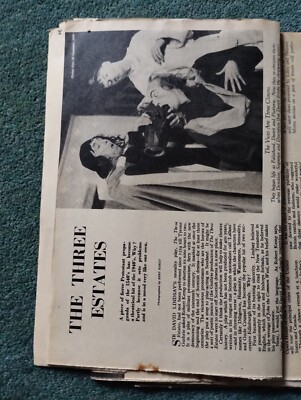 Di32 Ephemera 1950 Artikel Sir David Lindsay Spiel Die drei Nachlässe 