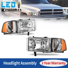 Headlights for 1994-2002 Dodge Ram 1500 2500 3500 Chrome Housing Amber Corner