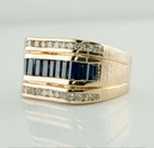 3CT Baguette Cut Lab-Created Sapphire Men's Wedding Ring 14k Yellow Gold Plated