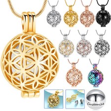 Tree of Life Leaves Sphere Urn Pendant Memory Necklace for Ashes Hair Perfume