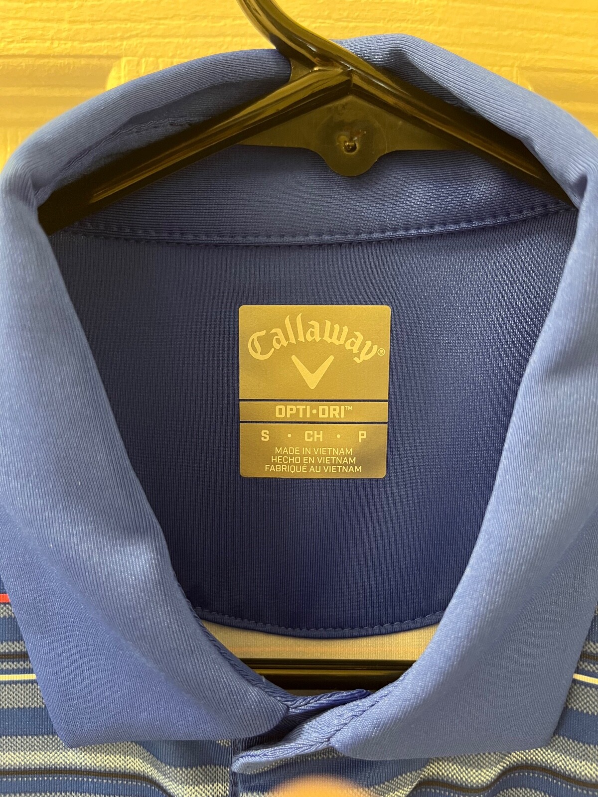 Callaway Mens Golf Shirt Small Blue Striped Polo OptiDri Performance