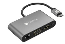 Techly Docking Station USB-C&trade; SuperSpeed Multiporta USB HDMI VGA RJ45 Micr